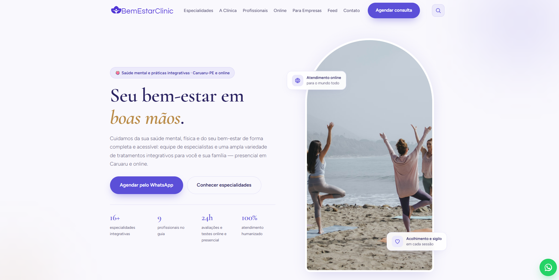 BemEstarClinic — Plataforma & Website Institucional para Clínica de Saúde Mental e Terapias Integrativas