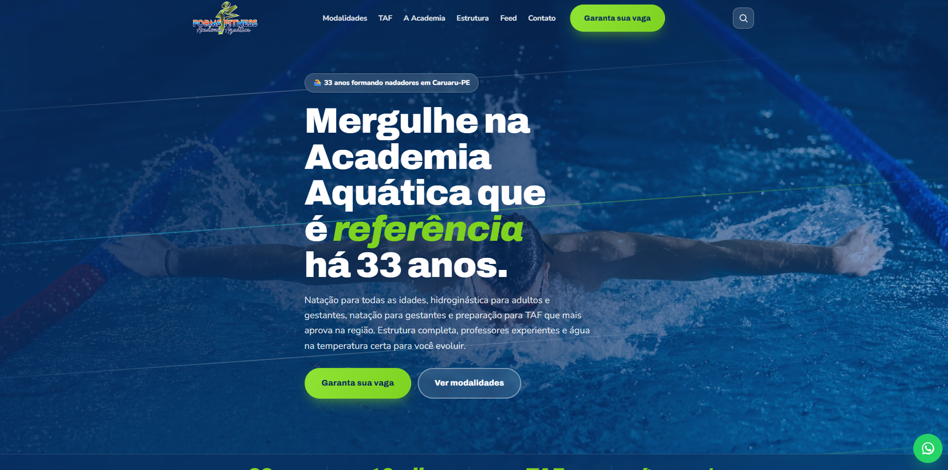Forms Fitness — Website Institucional & Sistema de Matrícula Online para Academia Aquática